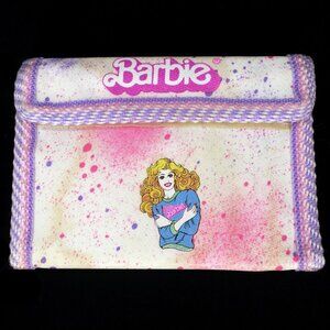 Vintage Barbie Mattel 1989 School Collection Wallet Pink Purple Paint Splatter